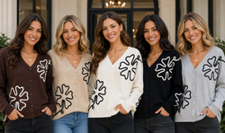 Cornelli Floral Soft touch V neck Cardigan