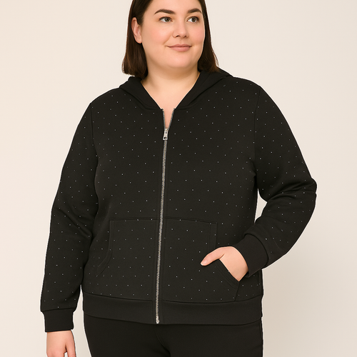Diamante Hotfix Hoodie Zipper