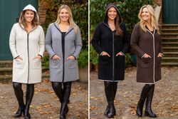 Hooded Contrast Trim 2 pocket Coatigan
