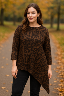 Asymmetric Lace Hem Textured Top