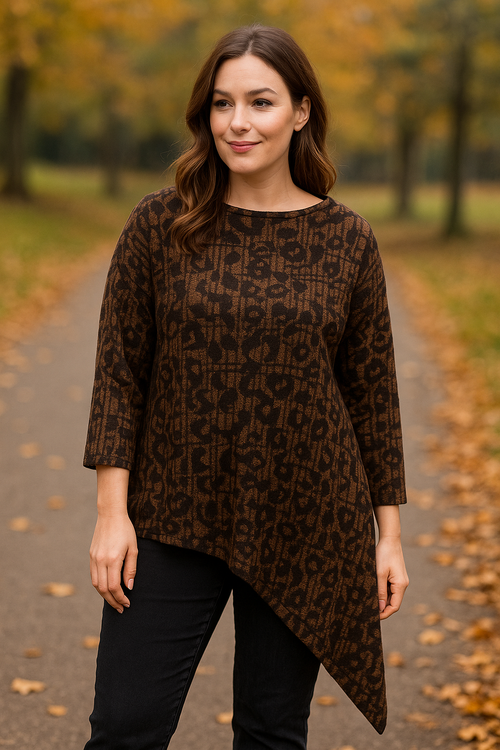 Asymmetric Lace Hem Textured Top