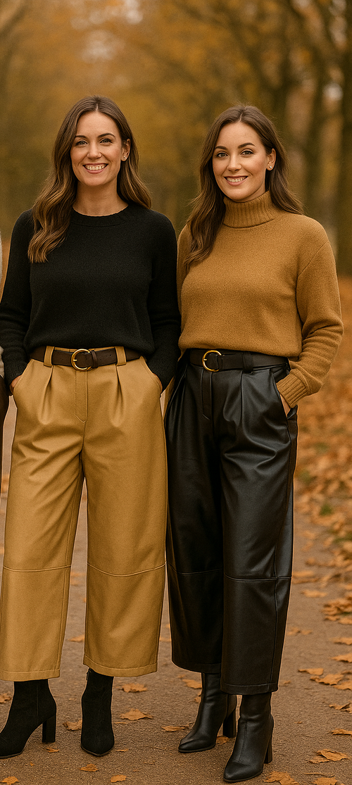 Barrell Leg Soft PU Leather Look Trousers