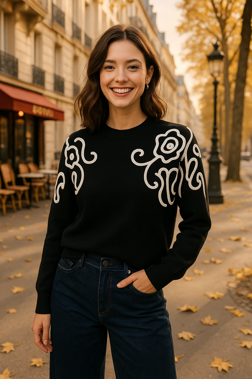 Cornelli Trim Shoulder Knit Jumper