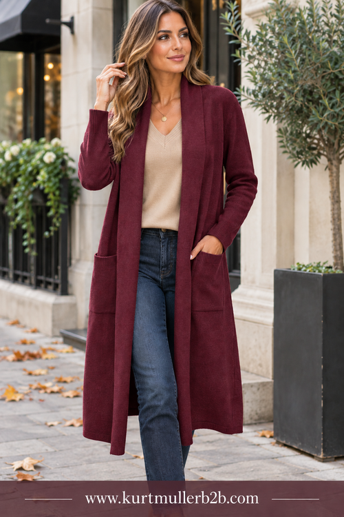 Maxi 2 pocket Shawl Collar Cardigan
