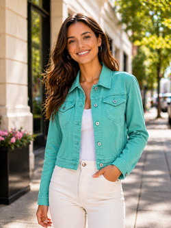Kurt Muller Jade Green Denim Cotton Stretch Jacket