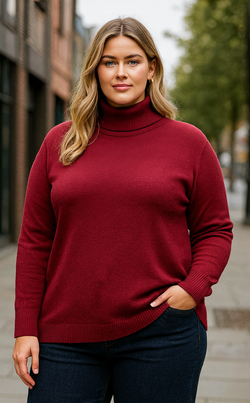 PLUS SIZE Polo neck knit