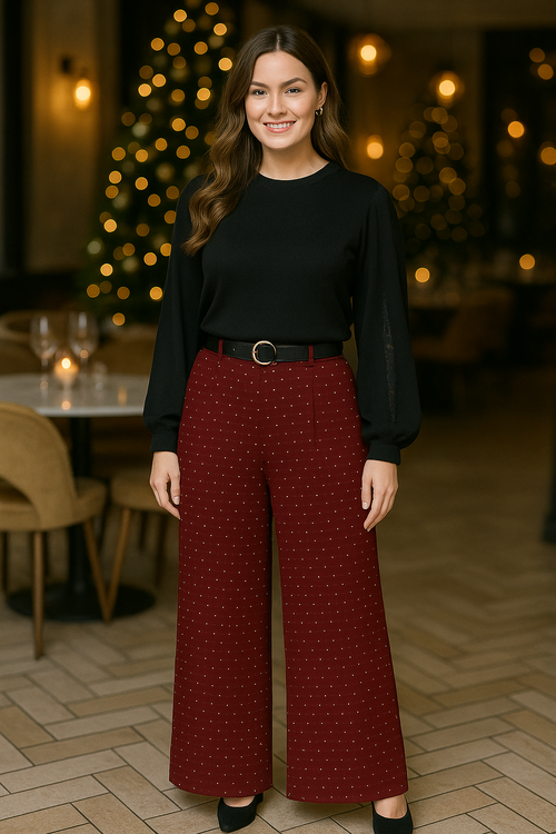 Diamante Stud Wide Leg Trousers