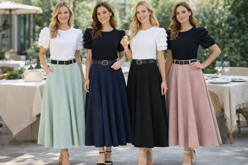 Plain Soft Suedette A Line Skirt