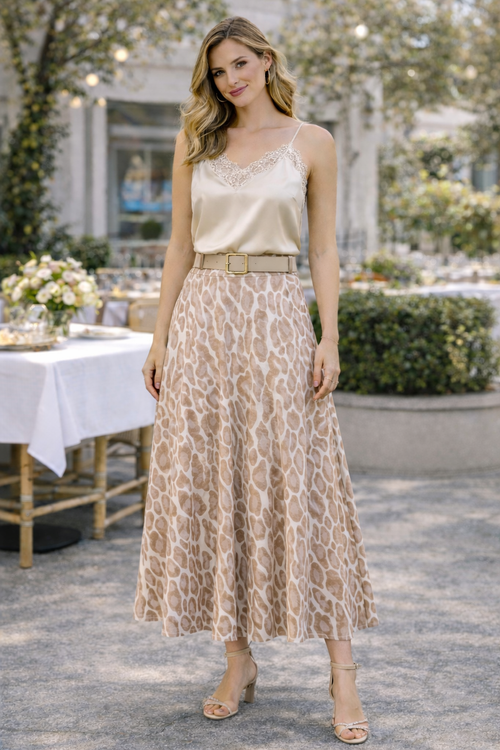 Leopard Suedette A line Skirt