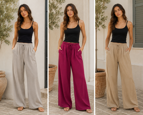 Wide Leg Elasticated Stretch Trousers