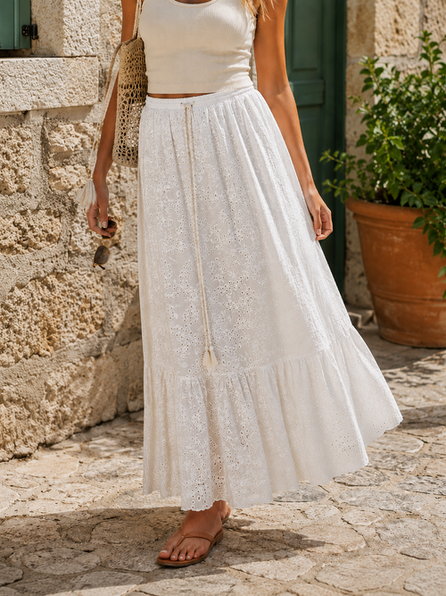 Sunflower Crochet Cotton Maxi Skirt