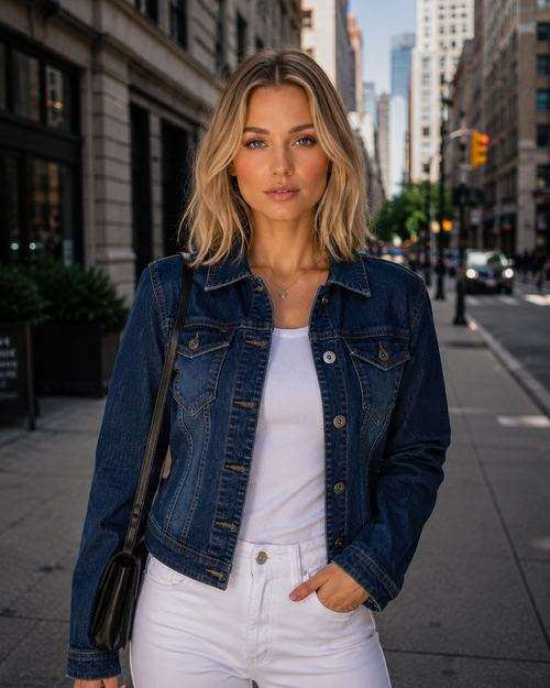 Kurt Muller Mid Denim Mesa Cotton Stretch Jacket