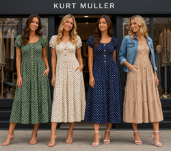 PRE ORDER 29TH JUNE- Priya Polka Dot Midi Bardot Dress