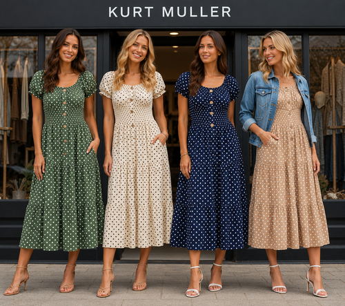 Priya Polka Dot Midi Bardot Dress