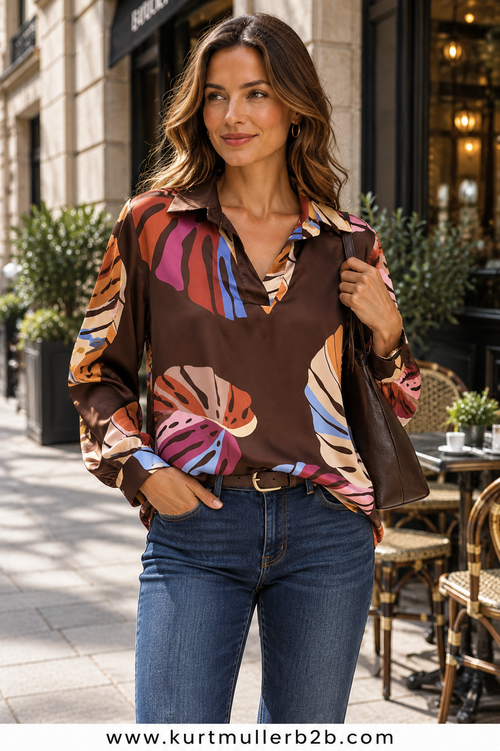 Palms Satin Blouse