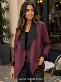 Suedette Contrast  Waterfall Jacket