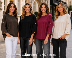 Gold Button Shoulder Oversized Knit Jumper