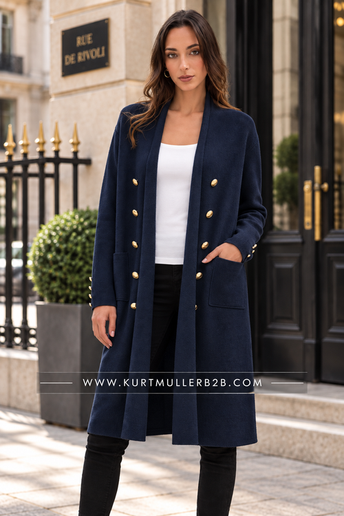 Military Gold Button Coatigan Cardigan