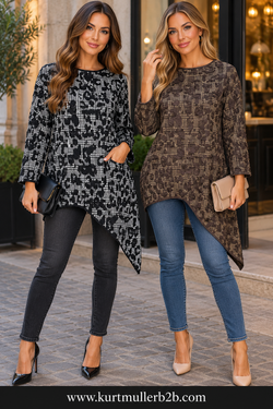 Textured asymmetric long sleeve top