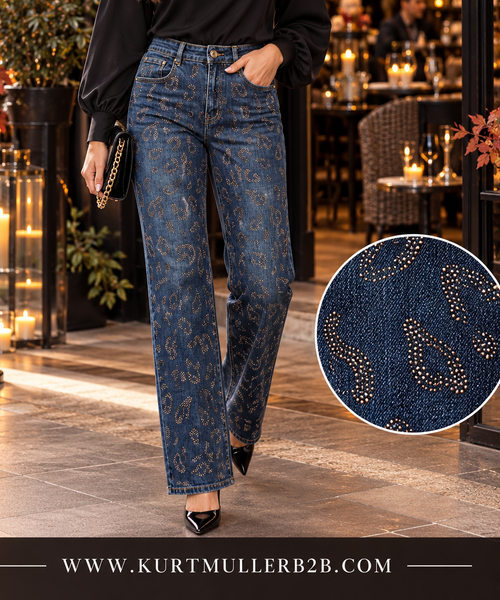 Leopard Crystal Embellished Straight Leg Jeans