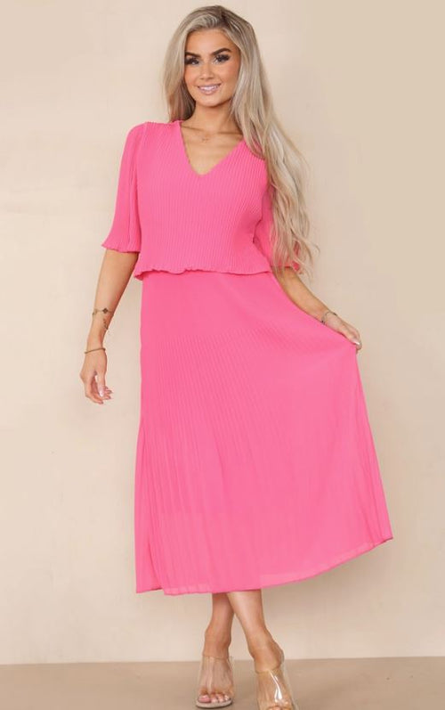 Plain Plisse Pleated Layered Maxi Dress