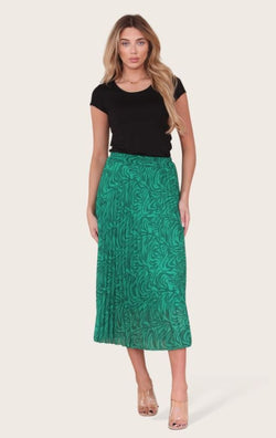 Zeena Print Pleated Midi Skirt