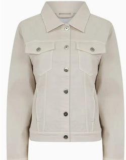 (any size any quantity) Kurt Muller Ivory Cream Cotton Stretch Denim Jacket