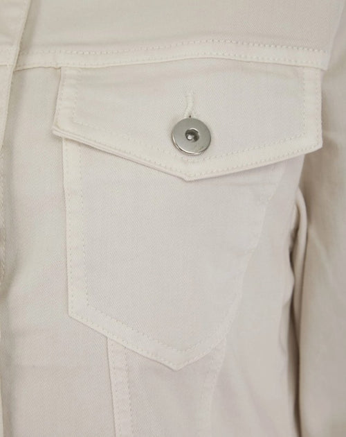 (any size any quantity) Kurt Muller Ivory Cream Cotton Stretch Denim Jacket