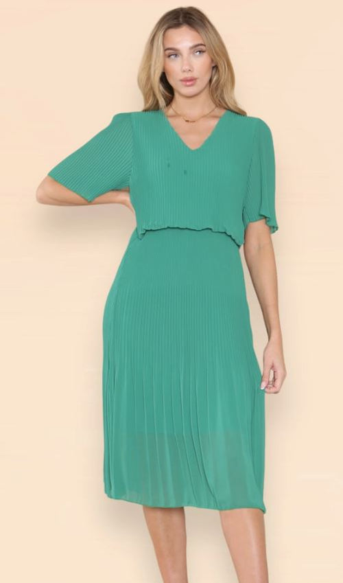 Plain Plisse Pleated Layered Maxi Dress