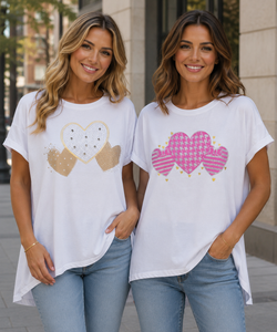 Crystal Hearts Cotton High low T-shirt
