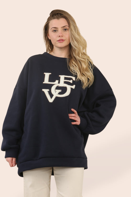 LOVE Oversized Cotton Sweatshirt Top