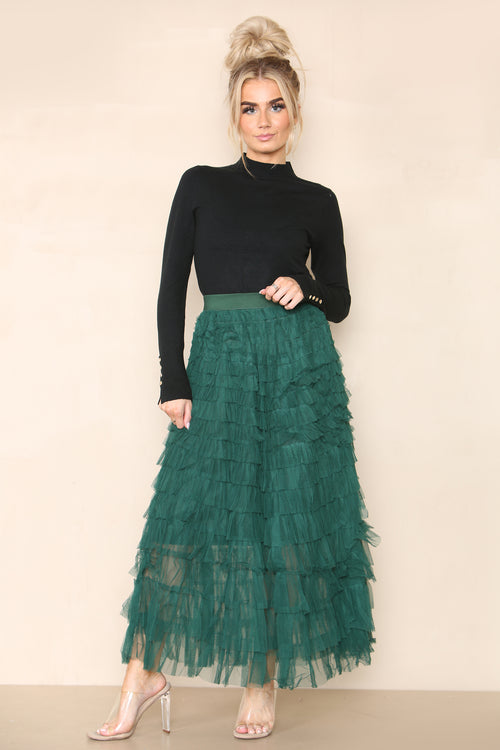 Tulle Frill Layered Mesh Skirt