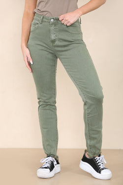 Khaki Light Wash Slim Fit Ankle Grazer Jeans