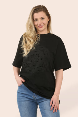 Embroidery Lace Circle Cotton T-Shirt Tunic