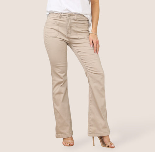 Bootcut Beige Two Front Pocket Voggo Jeans