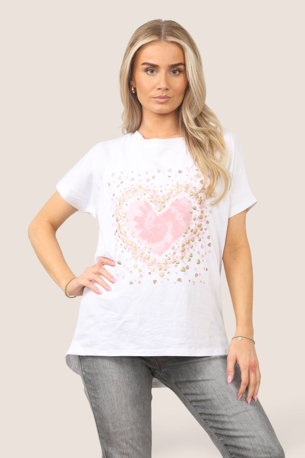 Tye Dye Heart Cotton T-Shirt Top