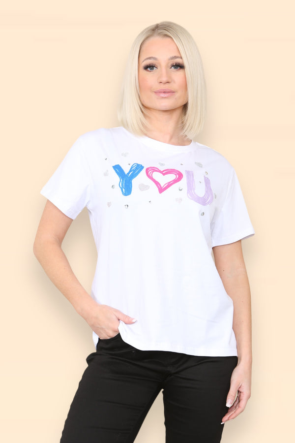 Love Yourself Embellished Cotton T-Shirt