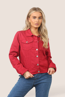 Kurt Muller Red Denim Cotton Stretch Jacket