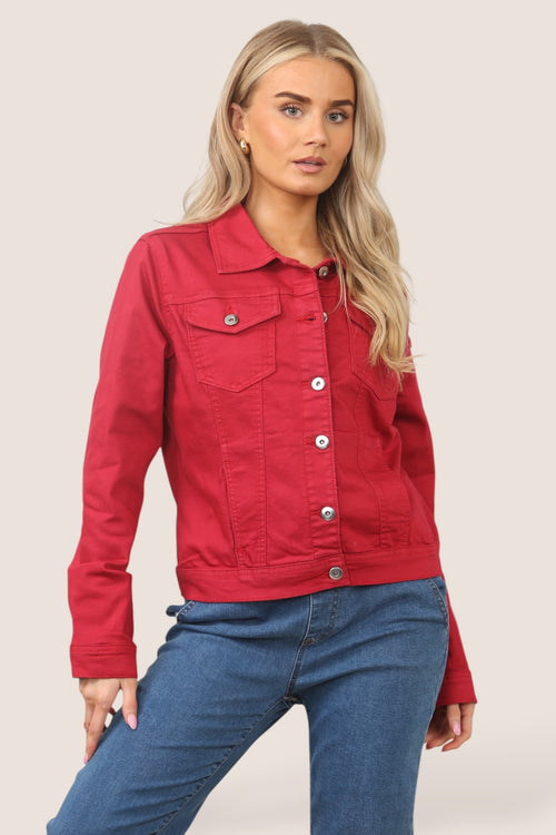 Kurt Muller Red Denim Cotton Stretch Jacket