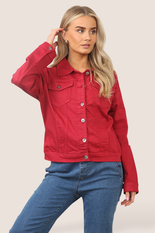 Kurt Muller Red Denim Cotton Stretch Jacket