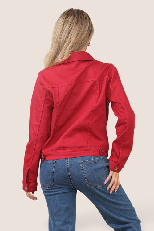 Kurt Muller Red Denim Cotton Stretch Jacket