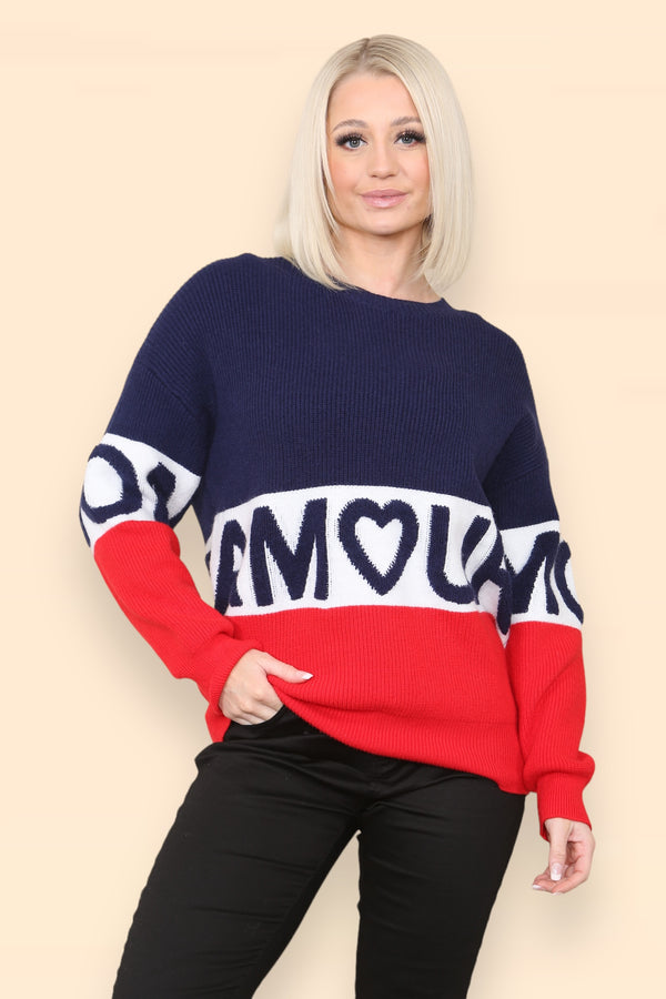 Amoure Contrast Panel Knit