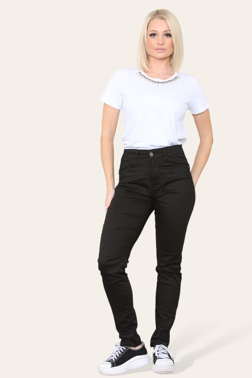 Black Voggo Push Up Straight Slim Leg Jeans