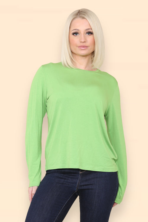 Crew Neck Basic Cotton Long Sleeve T-Shirt