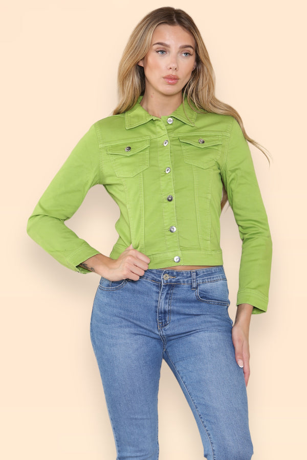 Kurt Muller Lime Green Denim Cotton Stretch Jacket