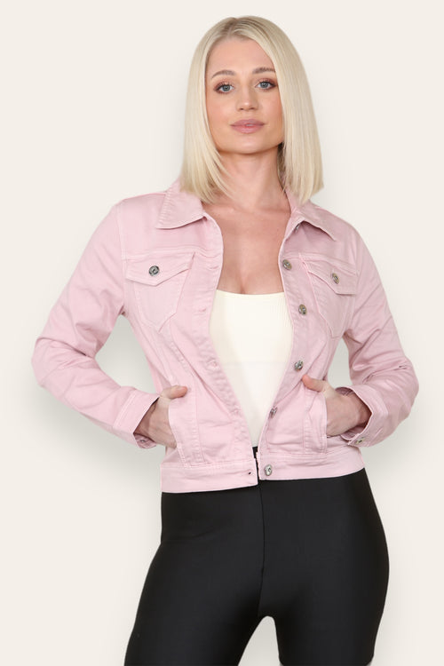 Kurt Muller Rose Soft Pink Denim Cotton Stretch Jacket