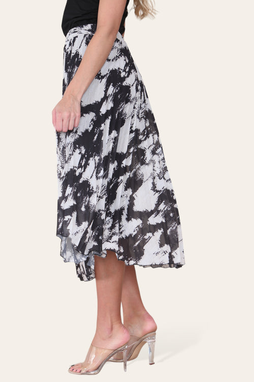 Sasha Swirl Print Pleated Midi Skirt