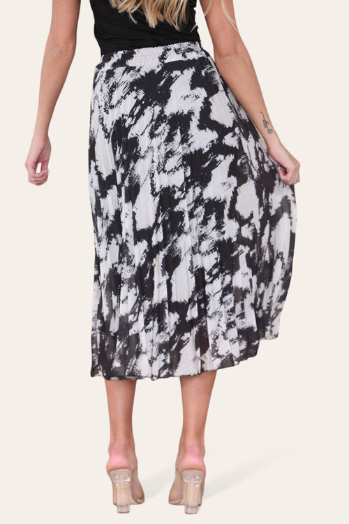 Sasha Swirl Print Pleated Midi Skirt