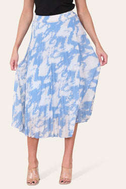 Sasha Swirl Print Pleated Midi Skirt