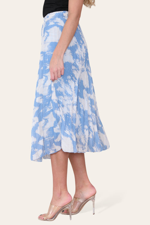 Sasha Swirl Print Pleated Midi Skirt